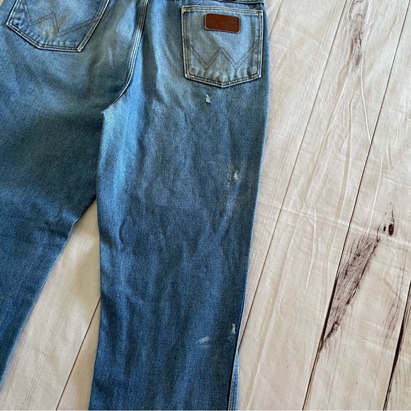 Wrangler 945DEN Jeans Mens 34x36 Blue Regular Fit Faded Whiskering Bootcut Flare - Picture 9 of 16